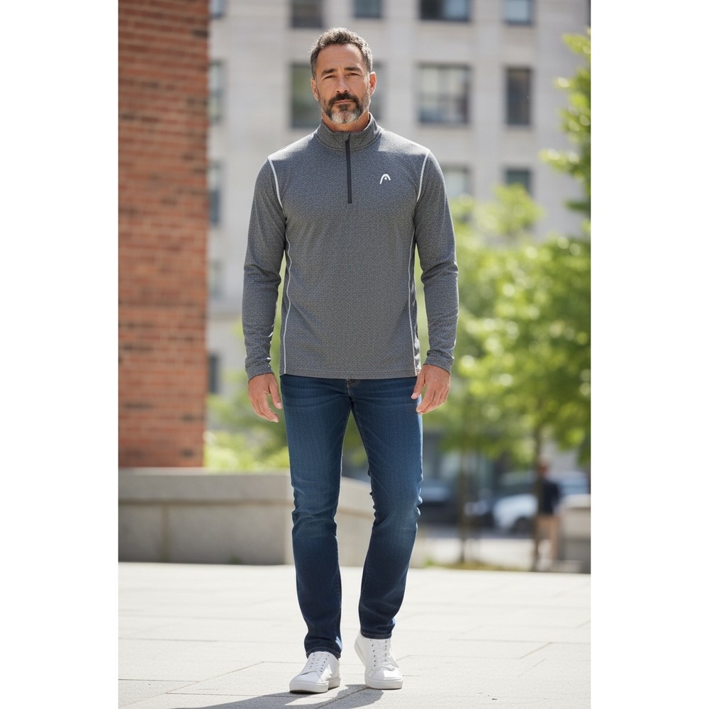 HEAD Mens Quarter Zip Pullover Size‎ M Heather Grey Athletic Long Sleeve Shirt